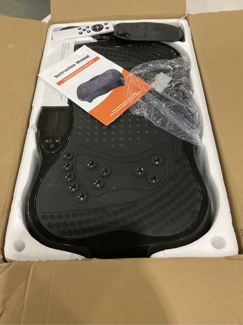 Condition photo showing Good Condition for not tested**** vibration plate exercise machine, 130 levels full body workout vibrating plate for lymphatic drainage weight loss, 450 lbs capacity shake platform with resistance bands bluetooth for women men
