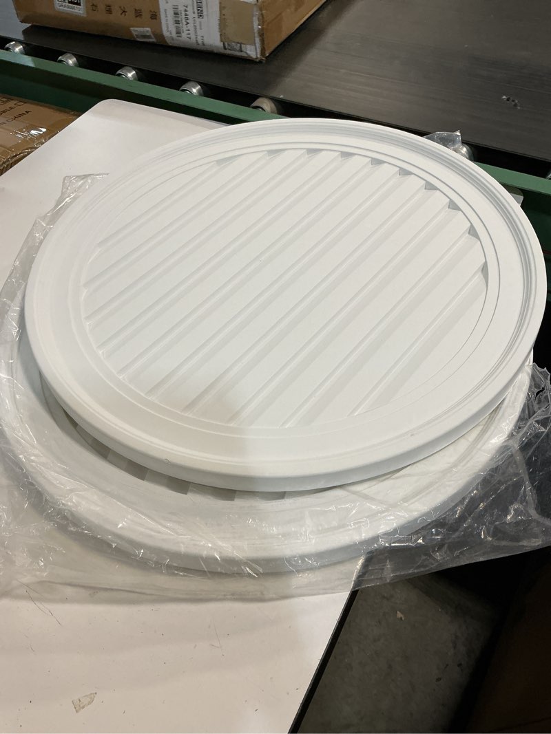 Condition photo showing Good Condition for ekena millwork 24"w x 24"h x 1"p, round gable vent louver, non-functional 24-in. od decorative