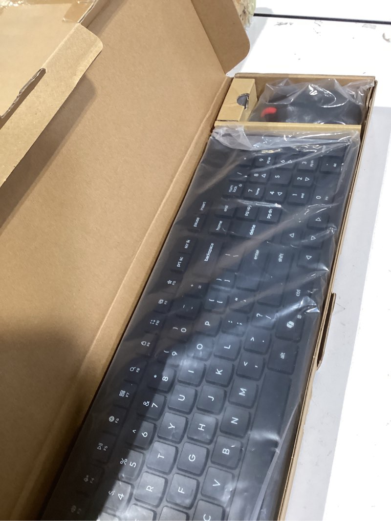 Condition photo showing New/Like New for lenovo essential wireless combo keyboard & mouse gen 2 us english, 2.4 ghz wireless usb connection, aes-128 encryption for the keyboard, full-size right or left hand optical sensor mouse, black gen 2 combo