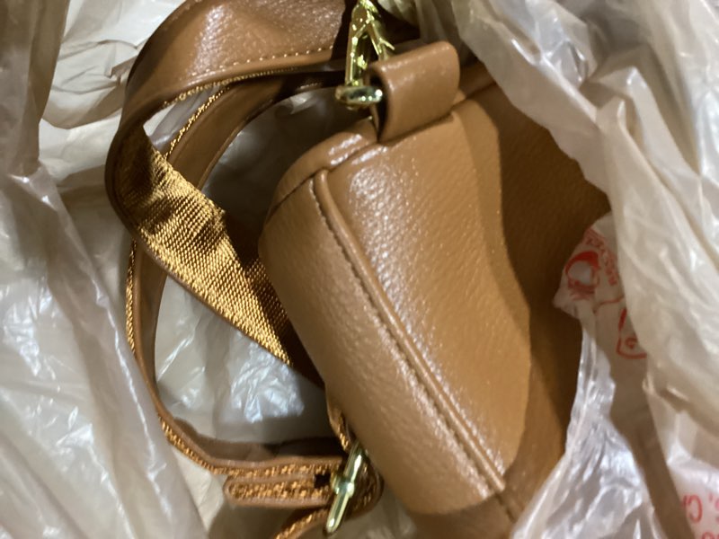 Condition photo showing Good Condition for inicat women's small sling bag, lightweight everyday vegan leather crossbody purse for daily essentials and travel light brown small