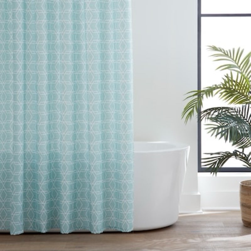 Origin 21 72.0-in W x 72-in L Aqua Lattice Mildew Resistant Polyester Shower curtain Item #5138272 | Model #LCNLTC-300-106
