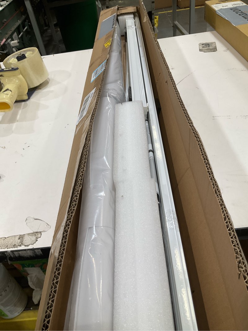 Condition photo showing Good Condition for lazblinds adjustable blackout vertical blinds for sliding doors, extendable track (45 3/4'' - 82 5/8'' w), trimmable panels up to 96” h for room divider & patio door, white light filtering light filtering white