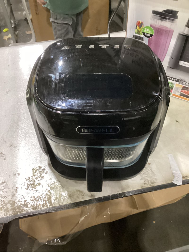 BOSWELL Glass Air Fryer, 7.5QT with Transparent Fry Bowl, Circulating Heating, Temperature Control, 