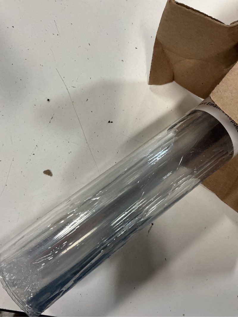 Condition photo showing As Is for ostepdecor 18 x 42 inch clear table cover protector, 2mm thick clear plastic table cover, waterproof dining table protector, pvc vinyl desk mat pad for coffee, dining, dresser & nightstand tops crystal clear 2mm 18" x 42" (rectangular)
