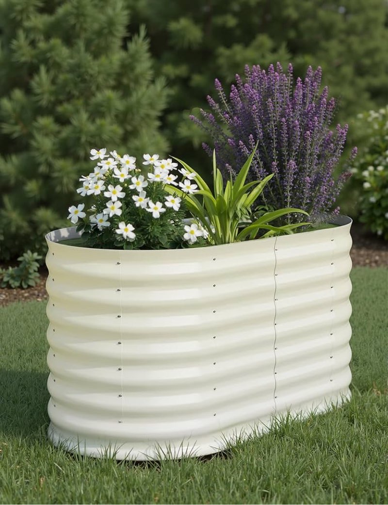 Fitenlor 2Pcs 4x2x2ft Raised Garden Bed,Galvanized Raised Planter Boxes Outdoor with Easy Assembly, 