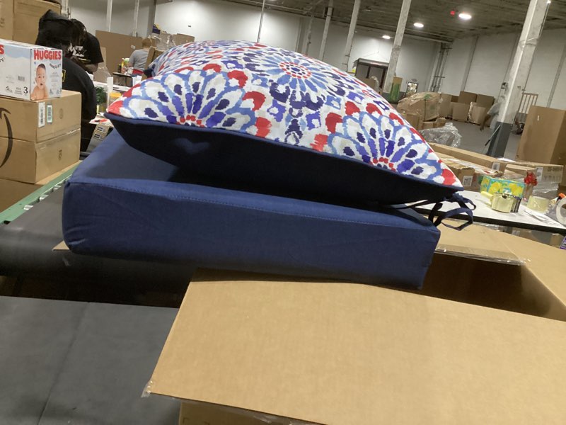 Condition photo showing Good Condition for arden outdoor deep seat cushion set, 24 in x 24 in, weather-proof, rain-proof, fade resistant patio cushion for chair, sofa, and couch polyfill clark blue 24" x 24"