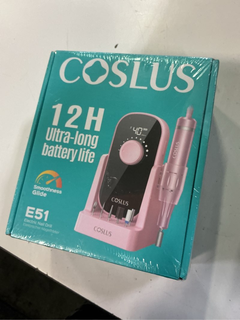 Condition photo showing New/Like New for coslus professional rechargeable electric nail drill 40000 rpm, portable nail file with storage stand for acrylic gel polishing removing - easy to use for women, manicure at home diy or salon, pink
