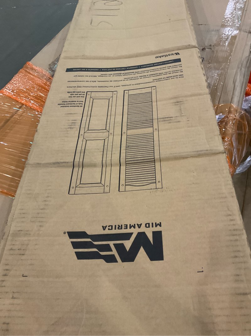 14.5 in. w x 72 in. h builders edge, standard cathedral top center mullion, open louver shutters, in