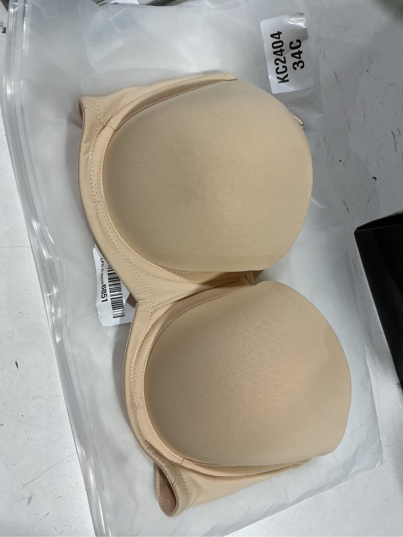 Condition photo showing Good Condition for Women's Strapless Bra Multiway Lift Padded Underwire Bra Anti Slip Full Coverage Convertible Brassie Nude 34C