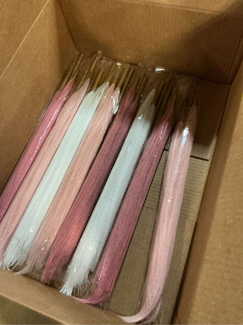 Condition photo showing New/Like New for 8 pcs 45\" pampas grass tall pink white decor faux dried fluffy fake long light pink pompas artificial pompous stems bouquet flower vase filler home wedding room wall decoration 8 pcs 45\"-pink white style