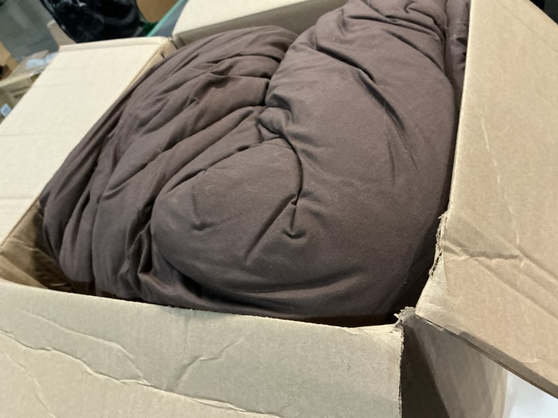 Condition photo showing As Is for Paxrac Earthy Brown California King Comforter, 3 Pieces Oversized King Comforter Set, Lightweight Solid Bedding Set, All Seasons Soft Cal King Comforter Set (104x96In Comforter & 2 Pillowcases) Brown California King (104''x96'')