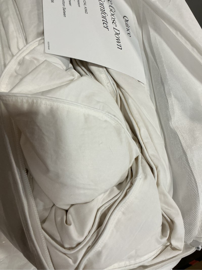 Condition photo showing As Is for luxe goose down comforter duvet insert, king/cal king, white