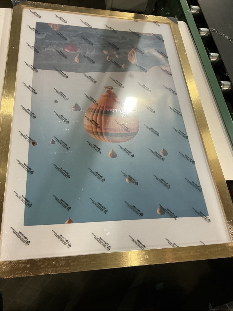 Condition photo showing New/Like New for upsimples 24x36 Poster Frame, Display Pictures 20x30 with Mat or 24x36 Without Mat, Wall Hanging Picture Frame, Gold, 1 Pack Gold 24x36