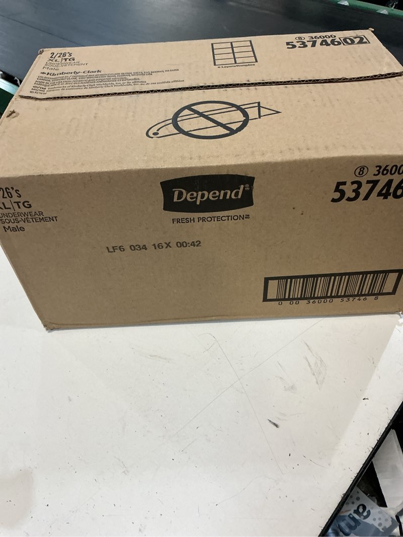 Condition photo showing New/Like New for depend fresh protection adult diapers, incontinence underwear for men, disposable, maximum, extra-large, grey, 26 count, packaging may vary x-large 26