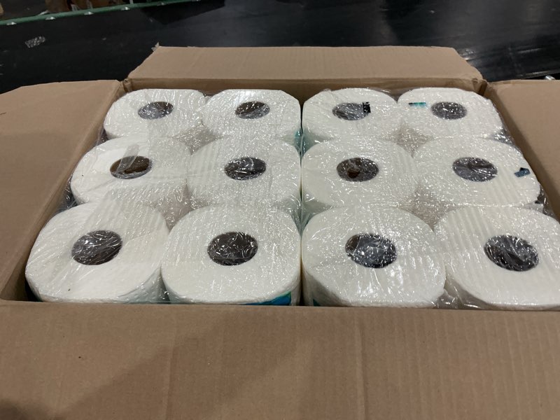 Condition photo showing New/Like New for amazon brand - presto! ultra-strong premium paper towels, 158 sheet huge roll - flex-a-size, 12 rolls (2 packs of 6), equivalent to 38 regular rolls, white huge 12 rolls (158 sheets each)