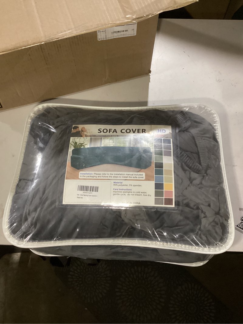 Condition photo showing Good Condition for HDCAXKJ Reclining Sectional Couch Covers Velvet L Shaped Sectional Sofa Cover Washable Stretch Soft Corner Recliner Slipcover with Non-Slip Elastic Bottom (5 Seat and 1 Middle Console, Dark Gray) 5 Seat and 1 Middle Console Dark Gray