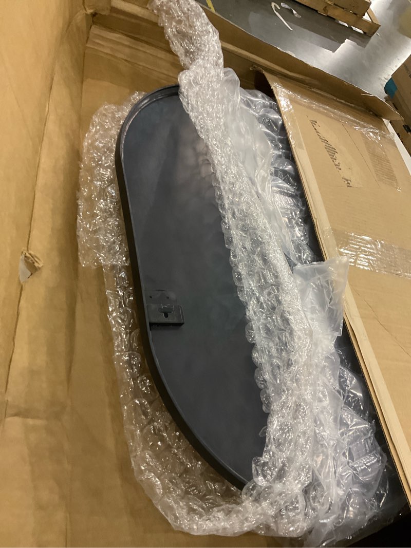 Condition photo showing Good Condition for Oval Bathroom Mirror for Wall, 20"x30" Bathroom Vanity Mirror for Over Sink, Bedroom, Living Room, Entryway, Metal Frame with HD Shatterproof Glass, Wall Mounted Horizontally or Vertically (Black) Black 30''Lx 20''W