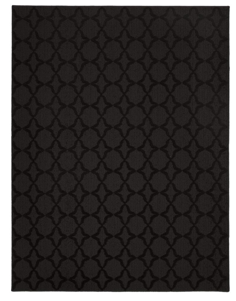 garland rug medallion 8' x 10' black non slip polypropylene area rug- ideal for living rooms & hallway