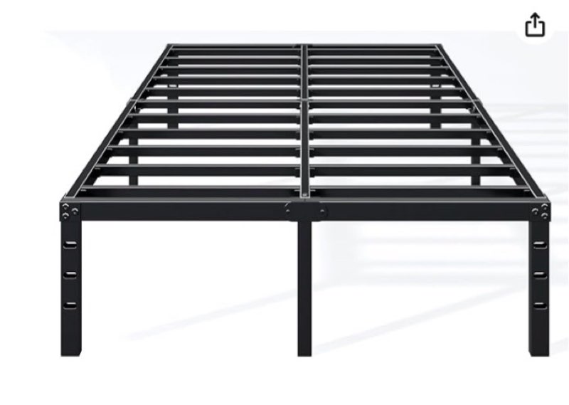 Hafenpo 14 Inch Queen Bed Frame - Sturdy Metal Platform Queen Size, No Box Spring Needed, Heavy Duty, Easy Assembly, Strong Bearing Capacity, Under Bed Storage, Black