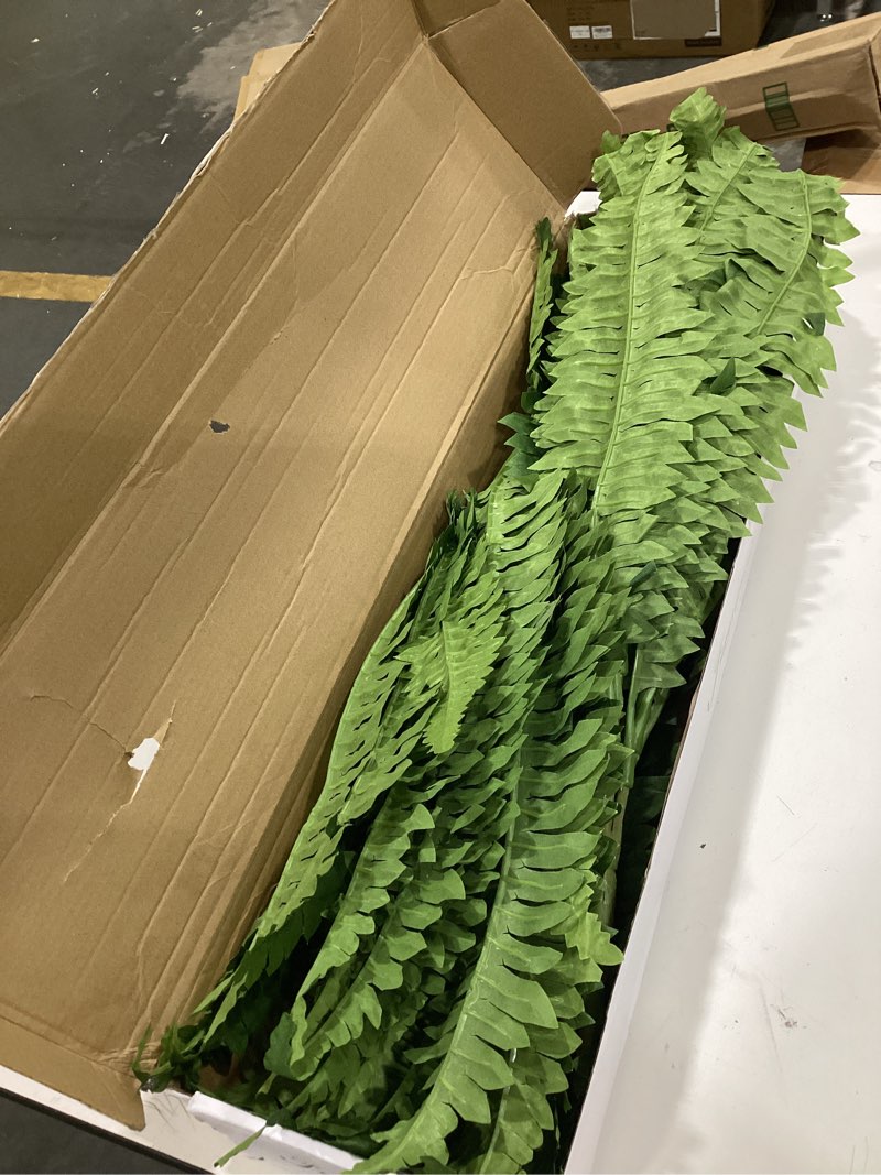 Condition photo showing As Is for forest prince 35" ferns artificial bush plants large, 2 artificial boston ferns with 39 fronds for outdoors home decor