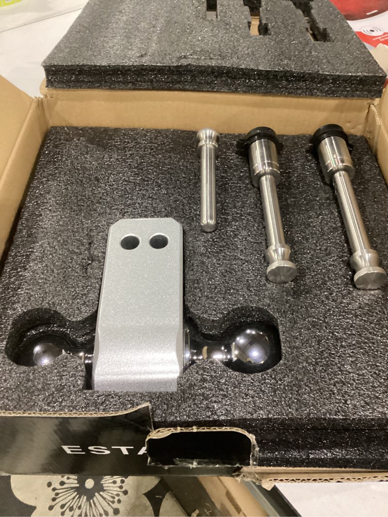 Condition photo showing New/Like New for metoware adjustable trailer hitch - aluminum drop hitch fits 2.5-inch receiver - heavy duty tow hitch with 6-inch drop/rise for truck (18,000 lbs gtw), double stainless steel locks & hitch pin 6'' sliver