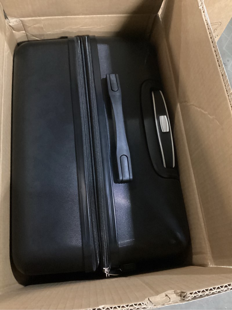 Condition photo showing As Is for yapamar 3- pack hardside luggage with spinner wheels - 20/24/28 inch expandable suitcase, tsa lock, lightweight hard shell carry on & checked luggage - durable abs/pc, 360? silent wheels - black 20/24/28 inch(3-pcs) black