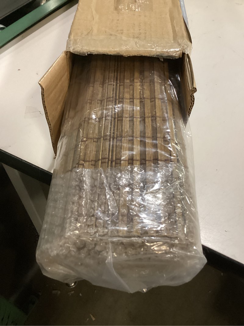 Condition photo showing New/Like New for Cordless Bamboo Roman Shades for Windows, Blinds Size (34 1/2" W × 64" H) Colour (Highfield Teak) Fits Windows (34 3/4" W × 64" H)