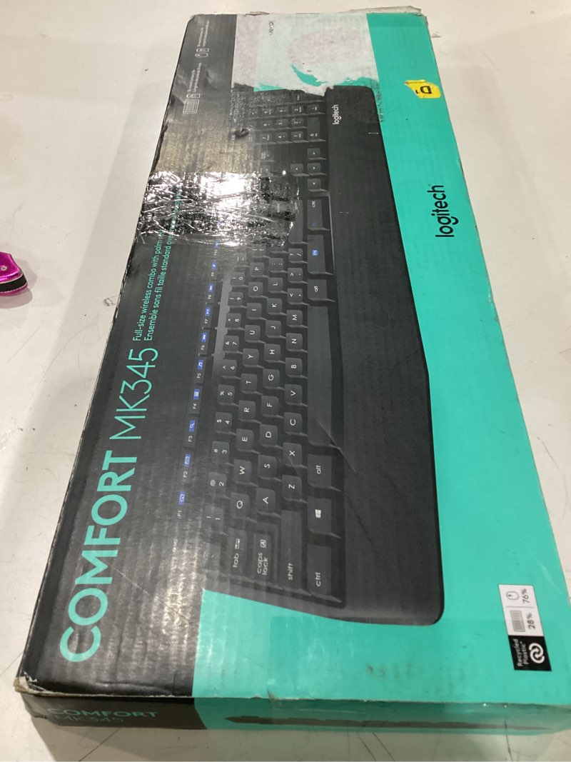 Condition photo showing As Is for logitech mk345 wireless keyboard and mouse combo with palm rest, 2.4 ghz usb receiver, compatible with pc, laptop, black 1