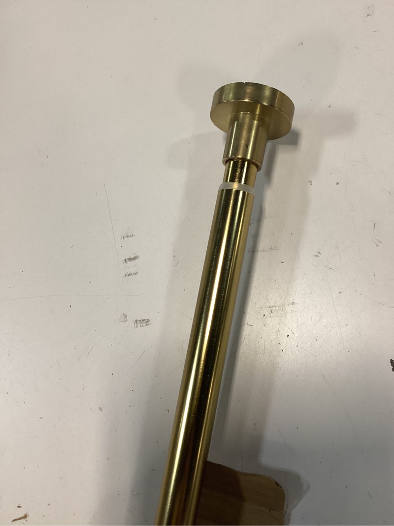 Condition photo showing Good Condition for shower curtain rod tension- no drill non-slip spring tension shower rod for window or bathroom, 43-73 inches metal steel, gold 43-73 inches gold