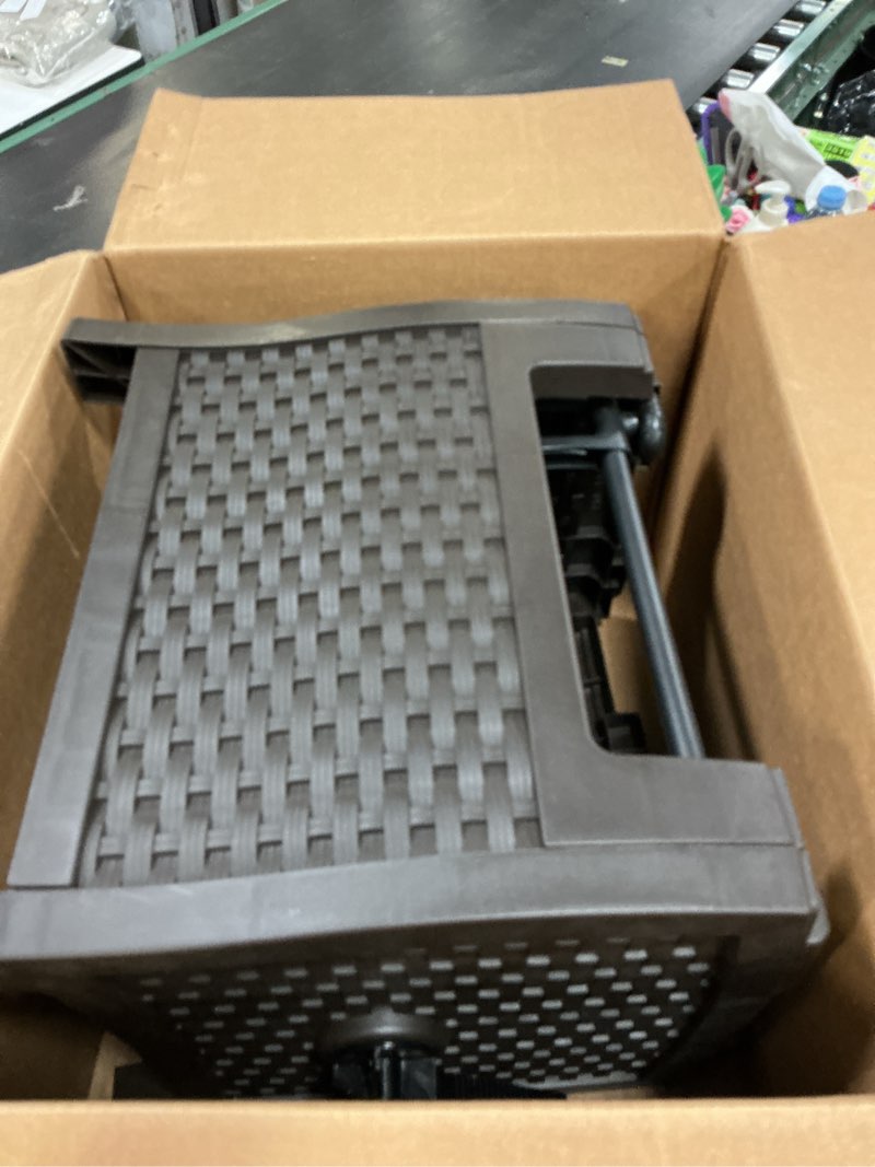 Condition photo showing Good Condition for Suncast 175 ft. Wicker Style Resin Hose Hideaway with Hose Guide, Java, Mocha Brown