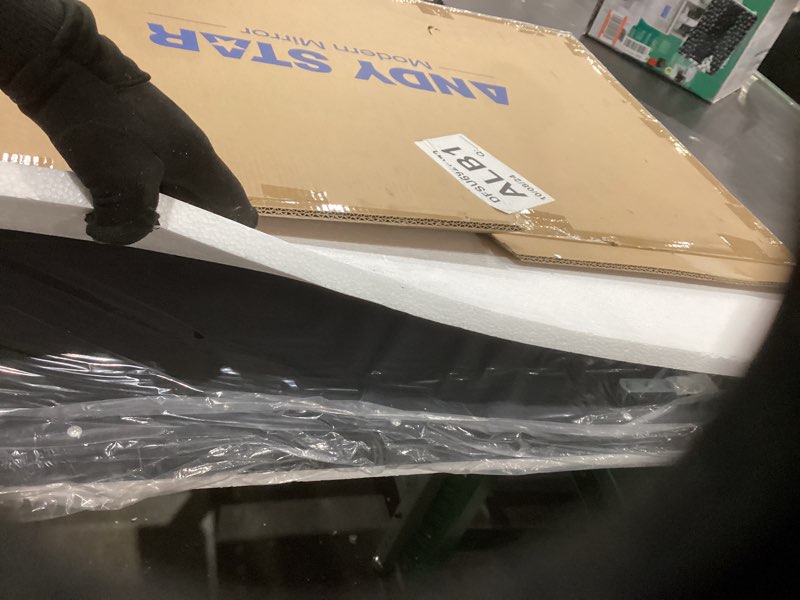 Condition photo showing Good Condition for andy star 24x36 inch black bathroom mirror, rounded rectangle mirrors for bathroom vanity tube metal framed wall-mounted vertically/horizontally for home decor matte black 36"l x 24"w