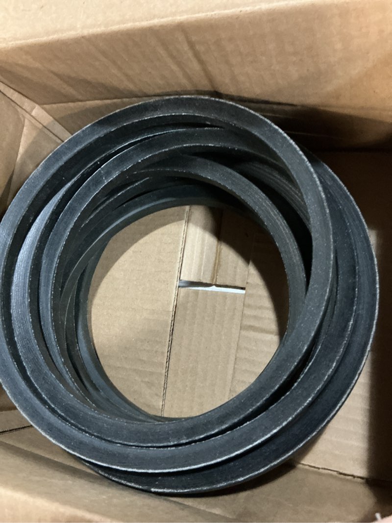 Condition photo showing As Is for bestorq a130 v-belt, classic wrapped rubber x3 v-belt, black, 132" outside circumference x .51" width x .34" height, pack of 2 a130 pack of 2