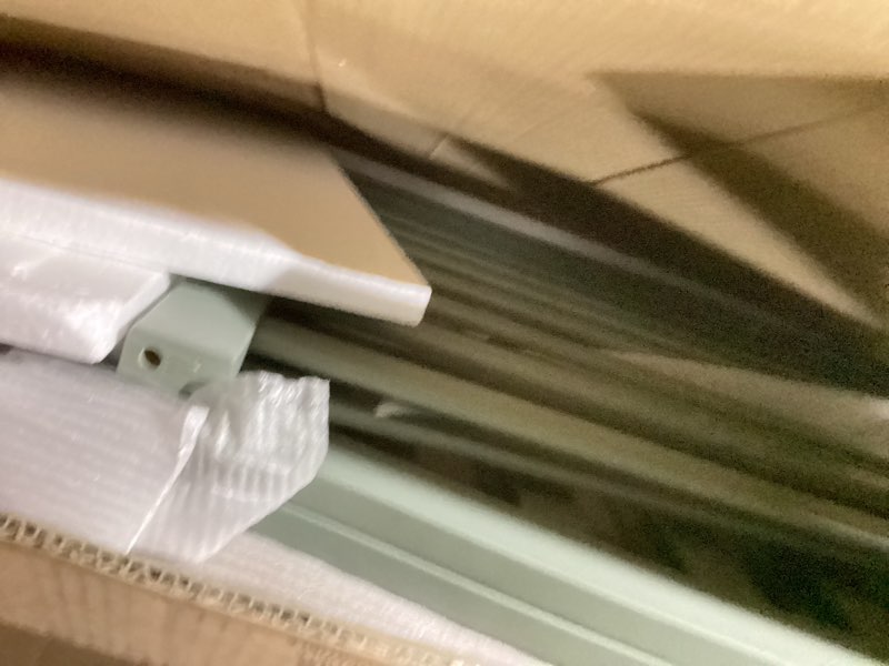 Condition photo showing Good Condition for dream on me chelsea 5-in-1 convertible full-size baby crib in meadow green, greenguard gold & bsa, pinewood, 4 mattress heights, converts to toddler, day & full-size bed, modern classic nursery meadow green 53"l x 29"w x 38"h crib (bsa certified)
