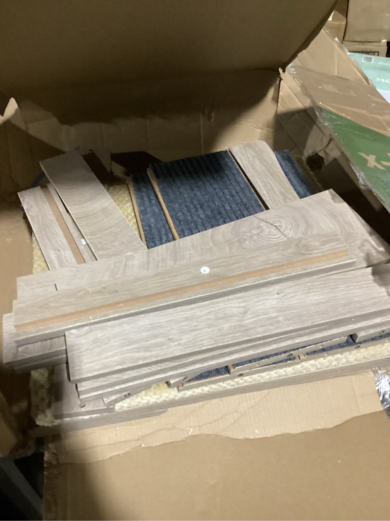 Condition photo showing As Is for unipaws Pet Bunk Bed with Removable Step for Dogs and Cats, Multi-Level Bed Window Perch Seat Platform with Cushion and Cat Scratch Pad, Indoor Use