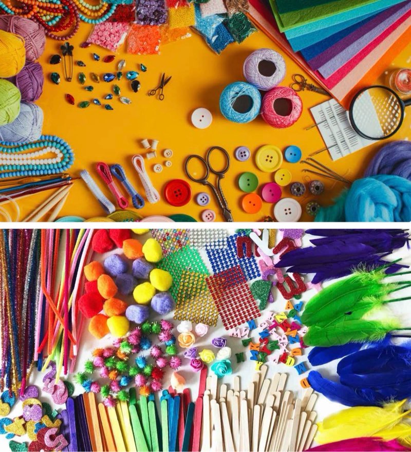 assorted arts & craft supplies 