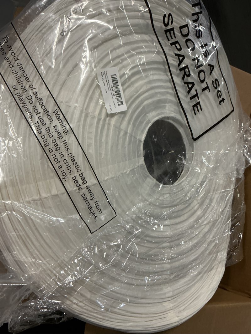 Condition photo showing As Is for 2 Pcs Chinese Paper Lanterns 20 Inch White Lampshade, Large Round and Oblate Pendant Lamp Shade, Rice Paper Lampshade Ceiling Foldable light shade for Interior Home Decoration