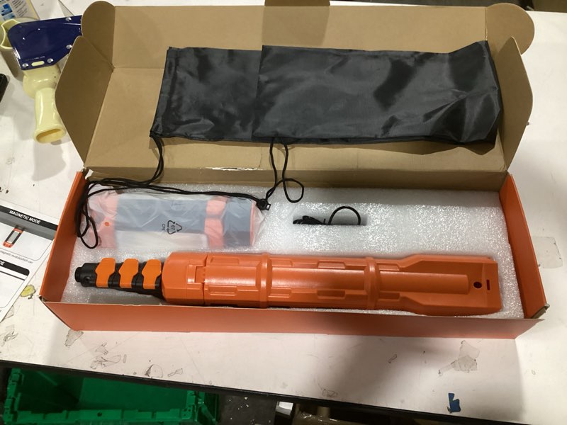 Condition photo showing New/Like New for Saker Portable Camping Light with Stand 12000mAh 73.2" Rechargeable Work Light 3200 Lumen Camp Lanterns with Bag for Garage, Outdoor Work, Emergency Power Outages, Fishing LD10 Orange LD10-12000mAh