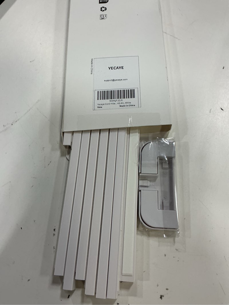 Condition photo showing Good Condition for yecaye cord hider, 113in one-cord cable concealer, cord covers for wires on wall, easy install cable management kit for 2 small wires, cables raceway home office, w0.59in h0.4in, white small white