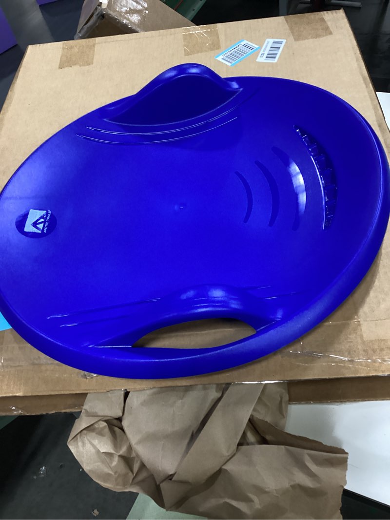 Condition photo showing Good Condition for Franklin Sports Kids Toboggan Sled - Kids Saucer Sled - Arctic Trails Plastic Snow Sled for Children - Heavy Duty Sled with Handles