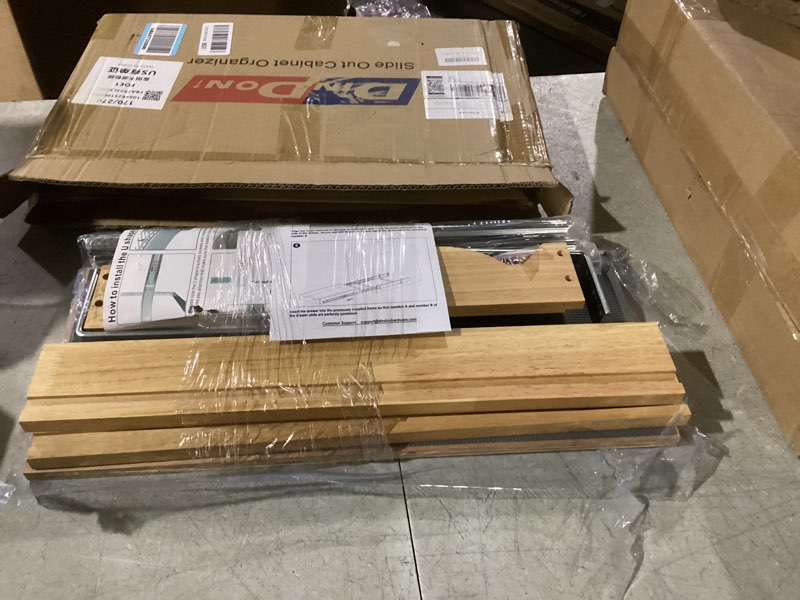 Condition photo showing Good Condition for DINDON 1 Tier Pull Out Cabinet Organizer (11" W x 21" D) Single Tier Heavy Duty Sliding Wood Drawer Under Cabinet Shelf Organization Storage 11" W x 21" D Oak Wood, 1 Tier