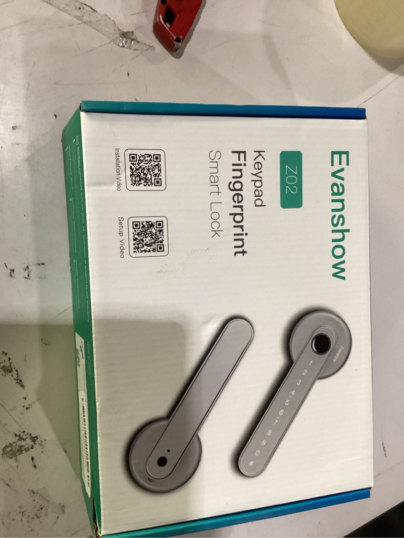 Condition photo showing New/Like New for evanshow fingerprint door lock biometric door knob with keypad keyless entry, door locks for bedrooms, home hotel office apartment silver none app-silver