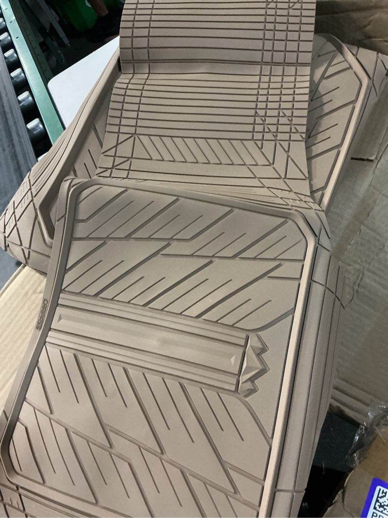 Condition photo showing Good Condition for car pass tire tread deepdish rubber floor mats for car heavy duty car mats all weather, universal xl~m trim to fit for truck suv vehicle automotive, waterproof car mats 3 piece solid beige
