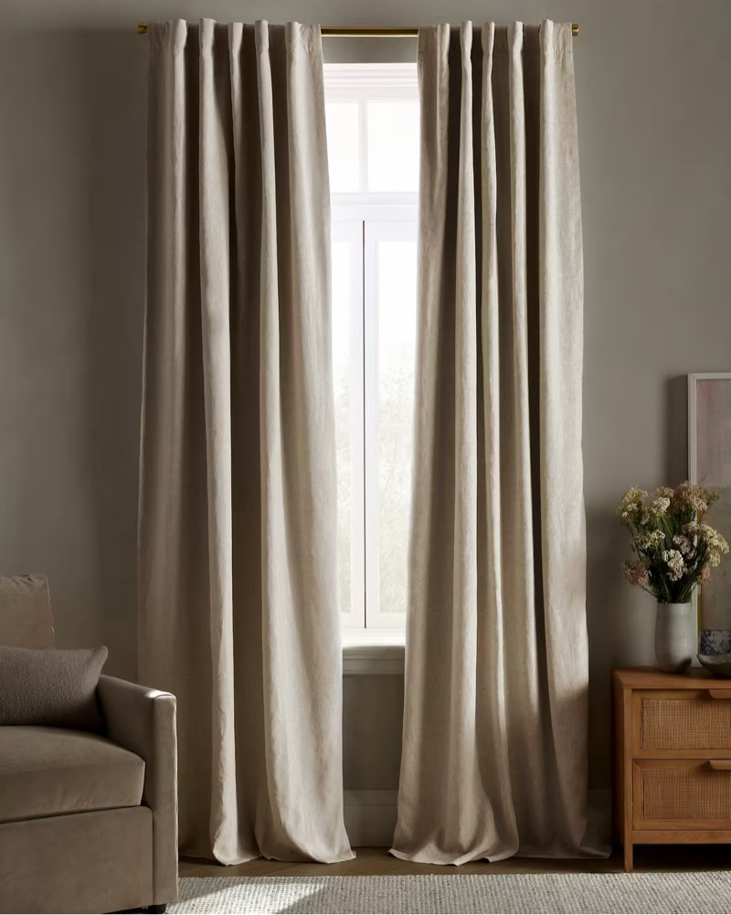 textured cotton room darkening curtain, 48x84, oatmeal(of 1)