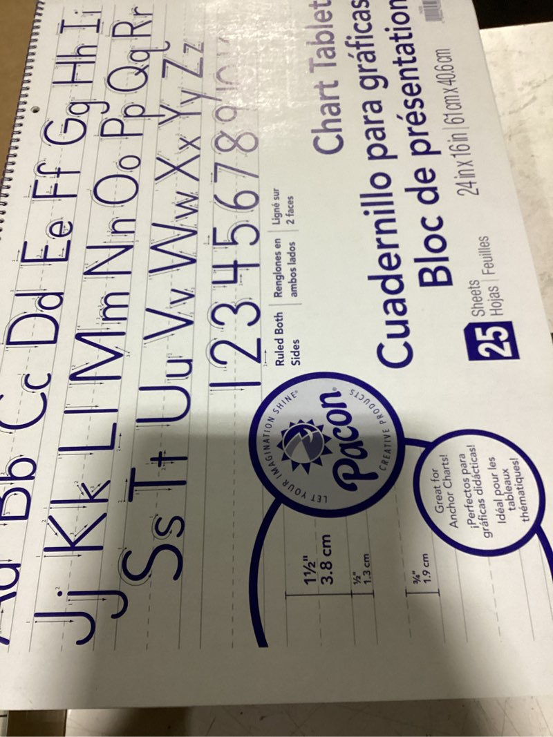 Condition photo showing As Is for pacon® chart tablet, 24" x 32", 1 1/2" ruled, 25 sheets manuscript cover, 1 1/2" ruled 24"x32" white