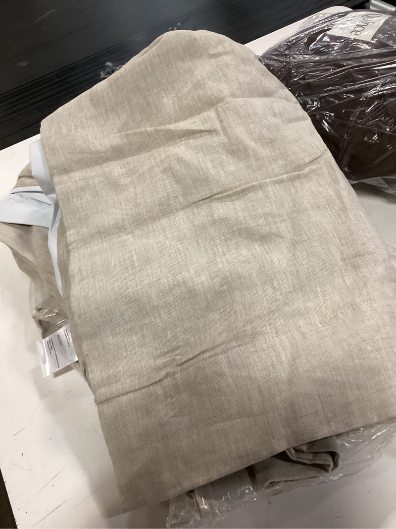 Condition photo showing As Is for european linen true blackout curtain, 48x108, flax