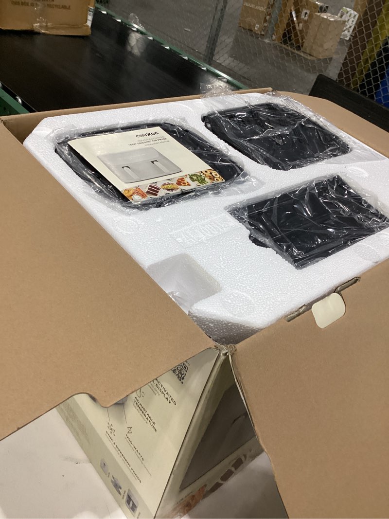 Condition photo showing Good Condition for cruxgg 10qt dual basket tri-zone air fryer gray: 1700w, cool touch handle, includes fry basket & crisping tray