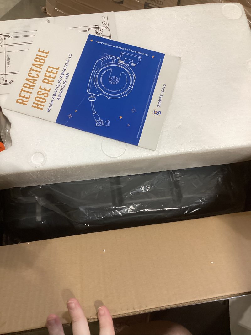 Condition photo showing Good Condition for giraffe tools retractable garden hose reel 1/2 inch x 130 ft, super heavy duty, any length lock, slow return system, wall mounted and 180 deg swivel bracket 1/ 2"130 ft