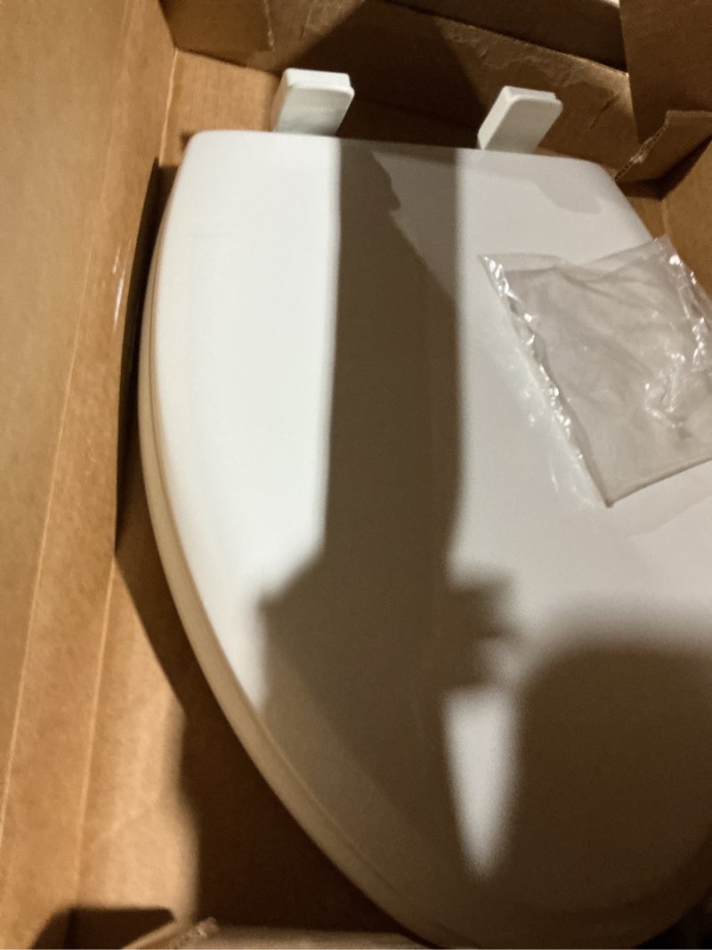 Condition photo showing As Is for Mayfair NextStep2 Toilet Seat with Built-In Potty Training Seat, Slow-Close, Removable that will Never Loosen, Elongated, White Elongated (1-Pack) 1-Pack