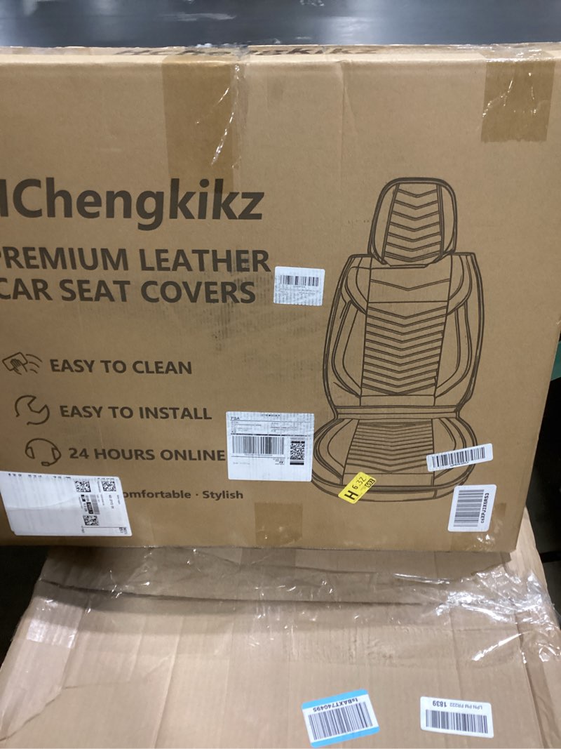 Condition photo showing New/Like New for Car Seat Cover,Horizontal Stripes Faux Leather Automotive Seat Covers,Waterproof Universal Car Seat Covers Protectors for Sedan SUV Pick-up Truck(Style2,5 PCS Full Set,Black+Brown) Full Seat Style2 Black+Brown
