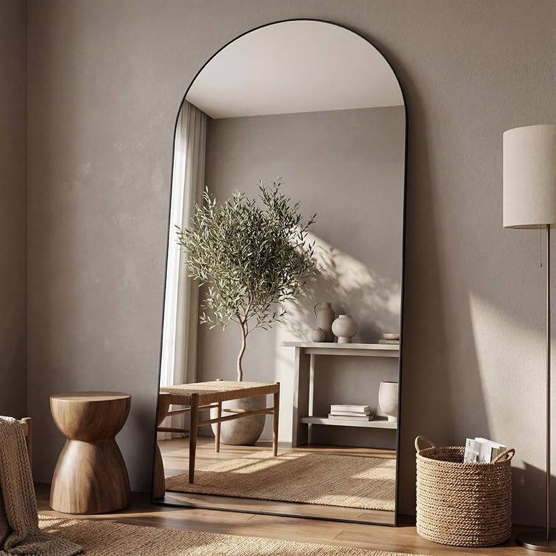 antok full length mirror 76"×41" floor mirror standing tall mirror, arched stand up large wall mirro